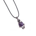 Charm Amethyst Skull Healing Gemstone Pendant Necklace